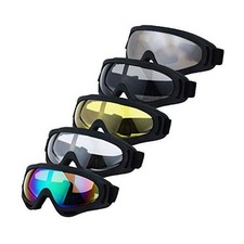 Motorcycle Goggles Pack of 5 Black/Colorful clear yellow gray silver Lenses