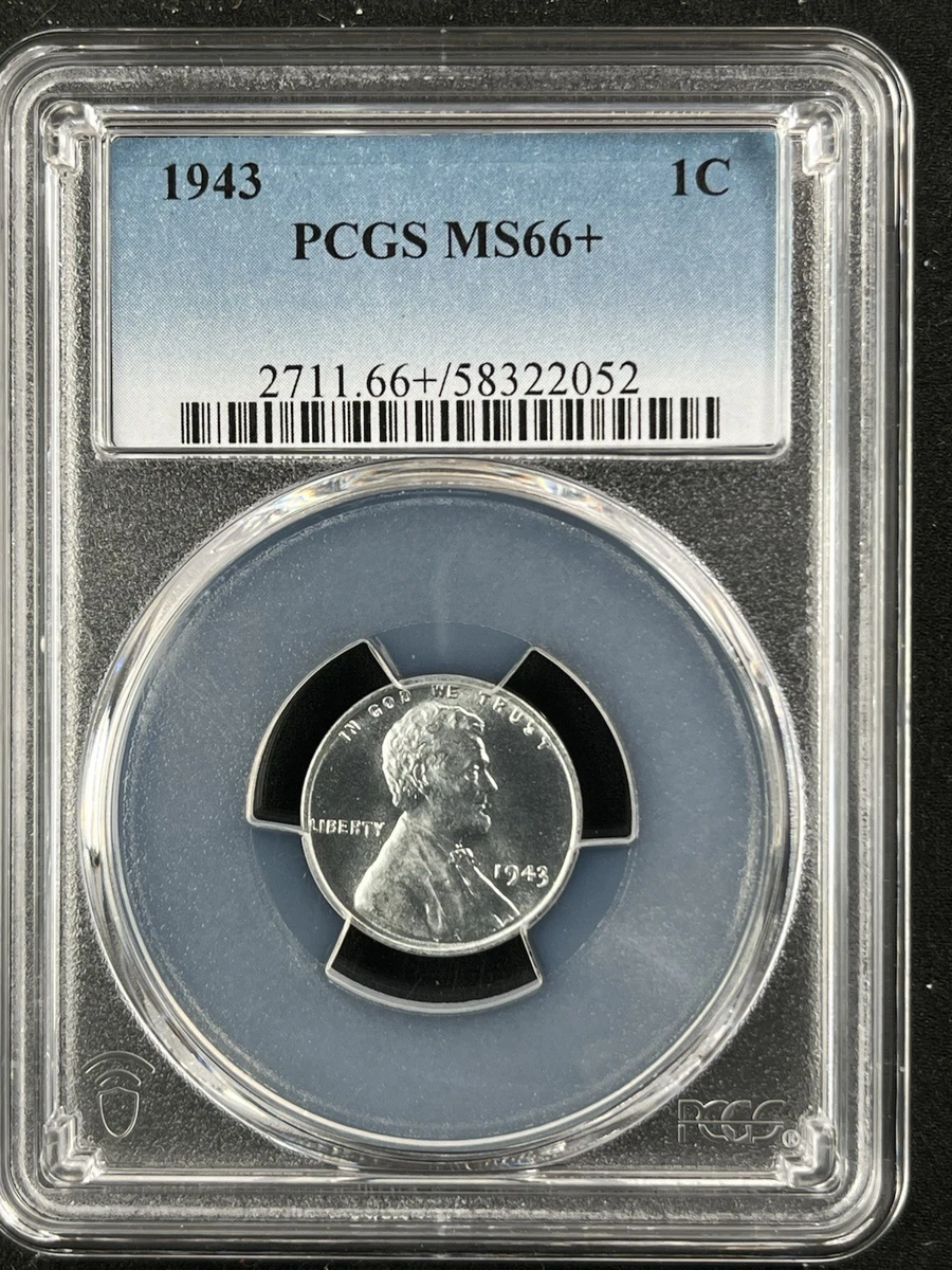 PCGS Certified MS 66 Graded 1943 Year Lincoln Wheat US Small Cents