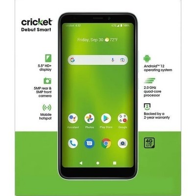 Cricket Wireless Debut Smart 32GB 3GB RAM 5.5'' HD+ Display Android Phone Green