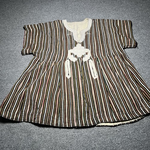 Vintage Ghana Smock Mens XL Fugu Batakari Hand Woven Striped African Tunic