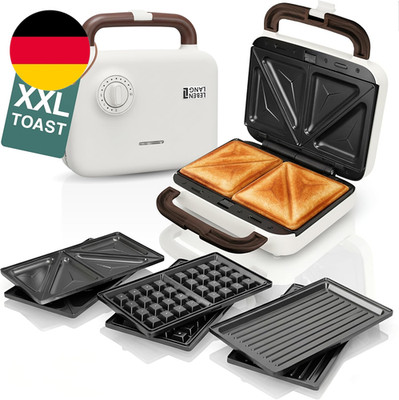 LEBENLANG Sandwichmaker 3 in 1-750W Inkl. 3 Einsätze Für Grill, Sandwich & Waffe