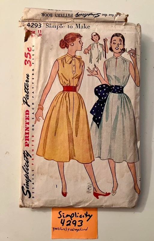 Simplicity 4293 Vintage One-Piece Jiffy Dress w/Sash Size 11 Bust 29 Part Cut