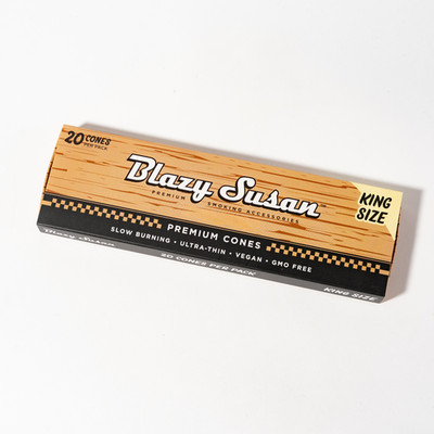Blazy Susan Unbleached Pre-Rolled Cones, 20 Ct King Size (109mm) | Vegan