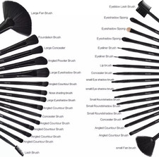 Makeup Brush Set w/ Case, Angled Fan Flat Tap...