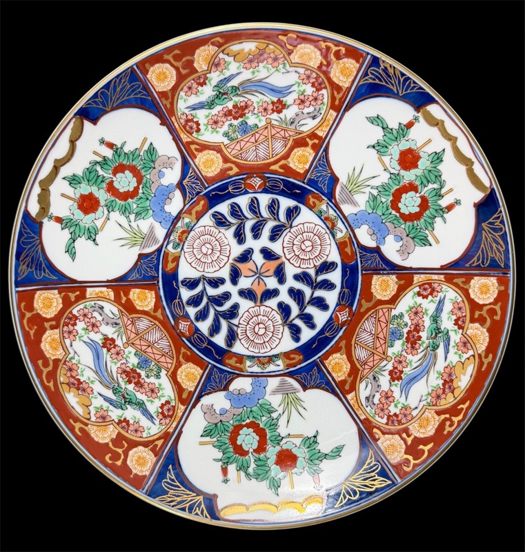 OBO✨🌸 JAPANESE GOLD IMARI PHOENIX PORCELAIN PLATE HAND PAINTED FLORAL PLATTER🌸