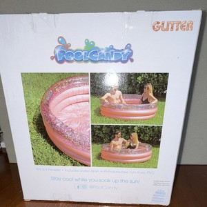 PoolCandy Sunning Pool Inflatable Glitter Pool Pink/Rose Gold/Silver 60in x 15in
