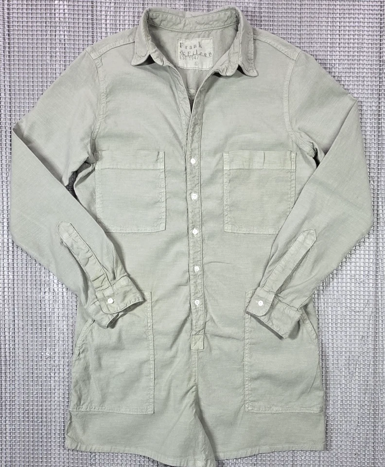 Frank & Eileen Mameluco Irlanda Manga Larga Mono Verde Salvia Mezcla de Lino L Foto 2 de 4