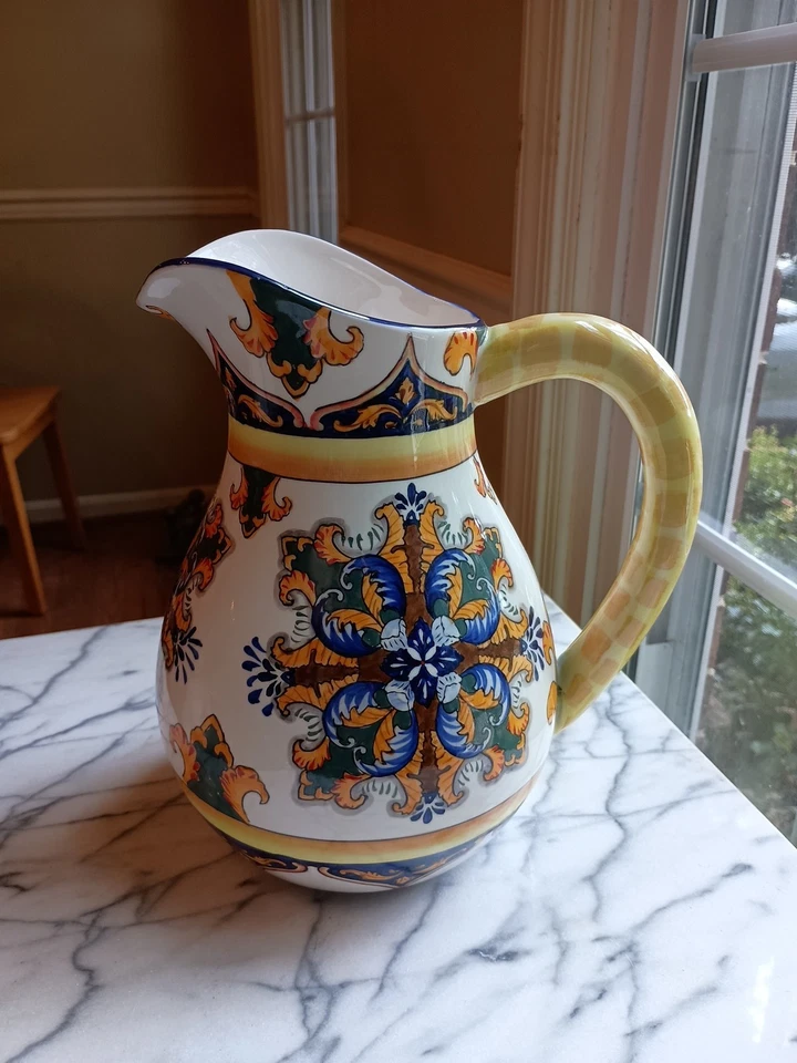 Large Godinger Centerpiece Pitcher, with bright floral design, 3 Liters Capacity - Image 3 of 4