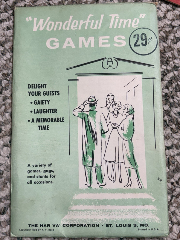 Wonderful Time Games Booklet, Harva Corp Game Packet No. 4-T (1958)