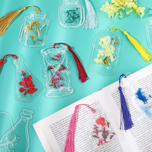81 Pcs Transparent Dried Flower Bookmarks Set Include 40 Pcs Clear Floral Boo - Picture 3 of 7