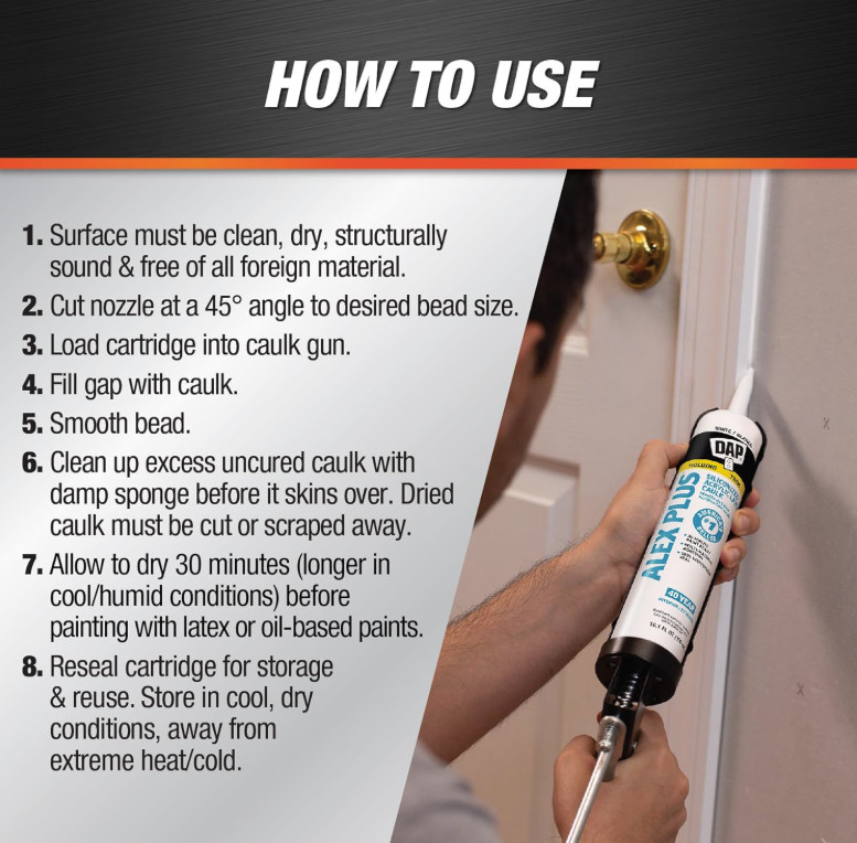 Acrylic Latex Caulk White 10.1 Oz Waterproof Sealant Indoor Outdoor Use