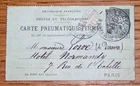France 1902 Carte Pneumatique Ferme. Hotel Normandy, Paris Postes et Telegraphes