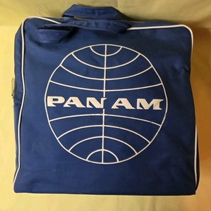 Vintage Original Blue PAN AM Travel Carry On Flight Bag / Double Sided Logo