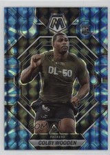 2023 Panini Mosaic Rookies Reactive Blue Mosaic Prizm Colby Wooden #303 rp9
