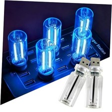 2 PCS USB Car Lights, Touch Dimmable Retro Mini Glass Bottle LED 2 pcs Blue