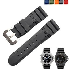 Silicone Watch Strap for Panerai Submersible PAM441 386 24mm 26mm Black Gel Band
