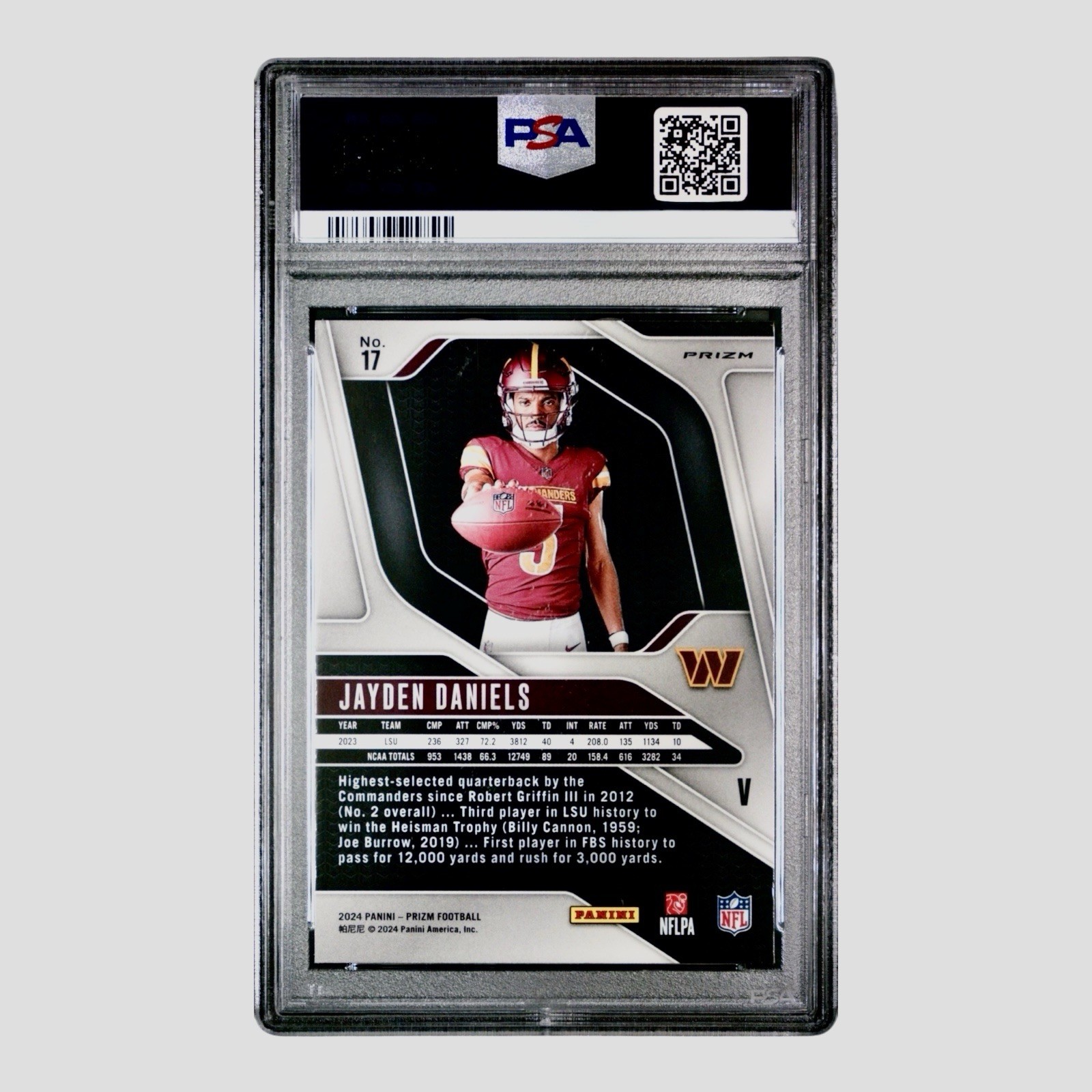 Jayden Daniels 2024 Silver Prizm RV PSA 10 RC view 3