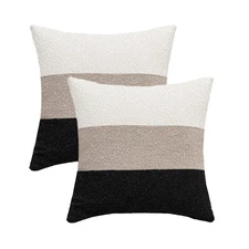 Decorative Textured Boucle Pillow Covers 18 x 18 Inch Neutral Accent Pillow C...