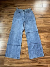 Vintage 70s belt front Bell Bottom Women  s Flared Denim Pants Size 26x31