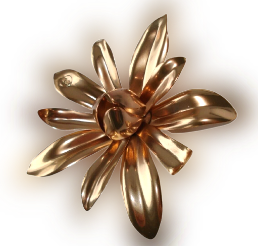 ❦CHANEL Vintage Gold Toned Flower VIP Brooch,Sublimage,Authentic