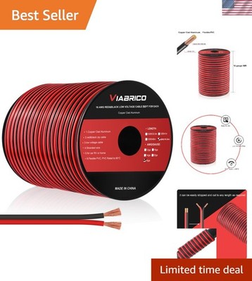 Durable 50FT 16AWG Copper Clad Aluminum Wire - Ideal for Low Voltage LED Strips