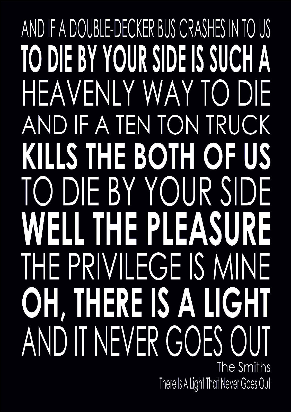 The Smiths There is A Light Never Goes Out Lyrics Song Gift Word Wall Art | eBay