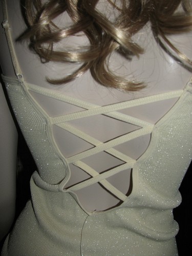 NEW! FREE PEOPLE Stretchy SEAMLESS CAGE BACK Metallic Lurex CAMI TOP XS/S M/L - Picture 19 of 32