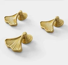 Ginkgo Biloba Brass Wardrobe Door Handle Knob Pull Handle Kitchen Cabinet Handle