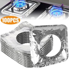 100 Pcs Aluminum Foil Gas Square Stove Burner Cover Disposable Heavy Bib Liners