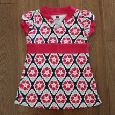 Tea Puff Sleeve Mosaic Print Dress Pink 6-12 Month