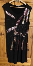 Debenhams Red Herring Short Length Bodycon Vest Dress Sequins Beads UK Size 14