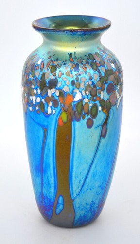 Blue Luster Vase With Forest Design. Saul Alcaraz