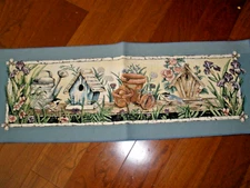 Tapestry Blossoms & Blooms Table Runner Birds Bird houses 36" x 13"  (SU61A)