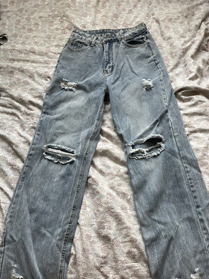 ripped wide leg jeans