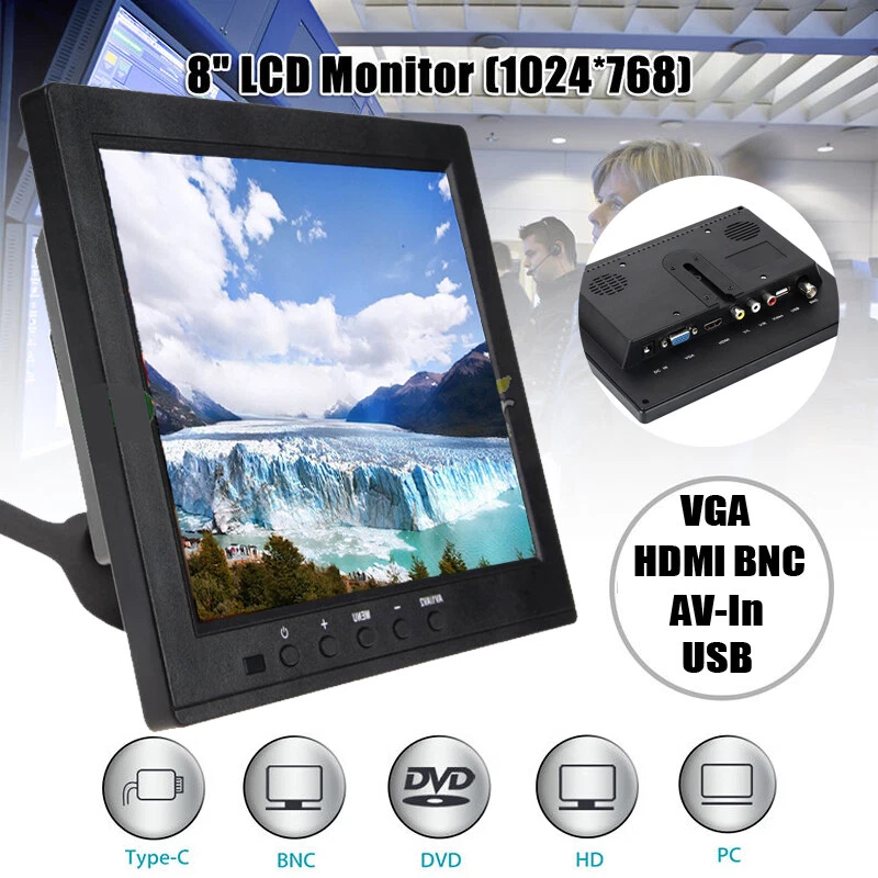 8" AUDIO LCD Color Display Monitor HDMI VGA BNC AV For PC CCTV DVR Backup Camera - Image 3 of 4