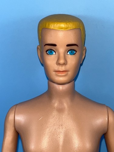 Vintage 1960 Ken Barbie Doll Blonde Painted Hair Mattel Straight Leg "In Hawaii" - Picture 2 of 24