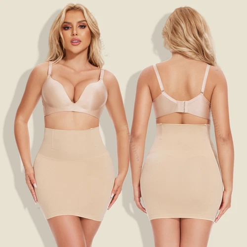 2 in 1 High Waist Shapewear Half Slip Tummy Control Skirt Body Shaper Underdress - Picture 10 of 23