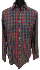 American Apparel Flannel Long Sleeve Red & Blue Check/Tartan Cotton Shirt  Large