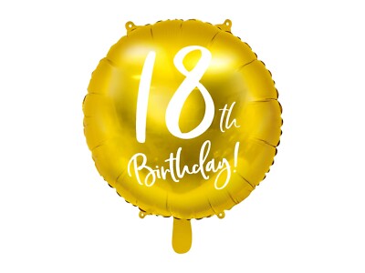 Metallic Golden Folienballon 18. Geburtstag - 45 cm Rund Ballon