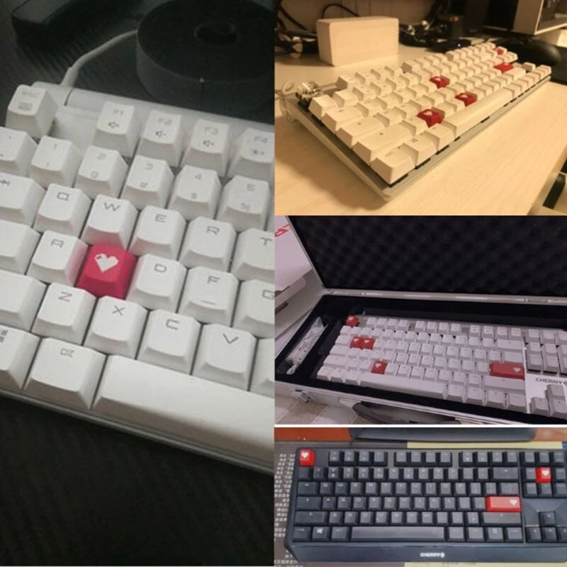 Mechanical Keyboard Caps Accessories for Key Red Pixel Heart Square Game PBT