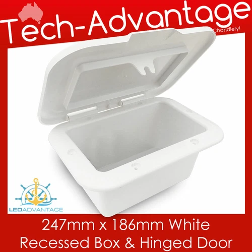 WHITE BOAT CARAVAN MOTORHOME 186 X 247MM RECESSED COMPARTMENT GLOVE STORAGE BOX
