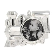 Baby Photo Frame Train Silver Plated 2' x 2' for baby Shower or Christening