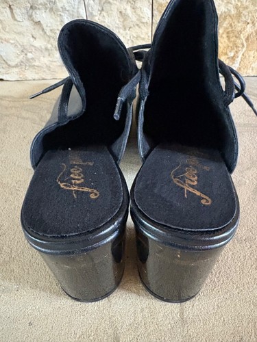 Free People Ankle Wrap Tie Heeled Mules In Black Leather EU 41 US 9.5 9 1/2 - Picture 4 of 6