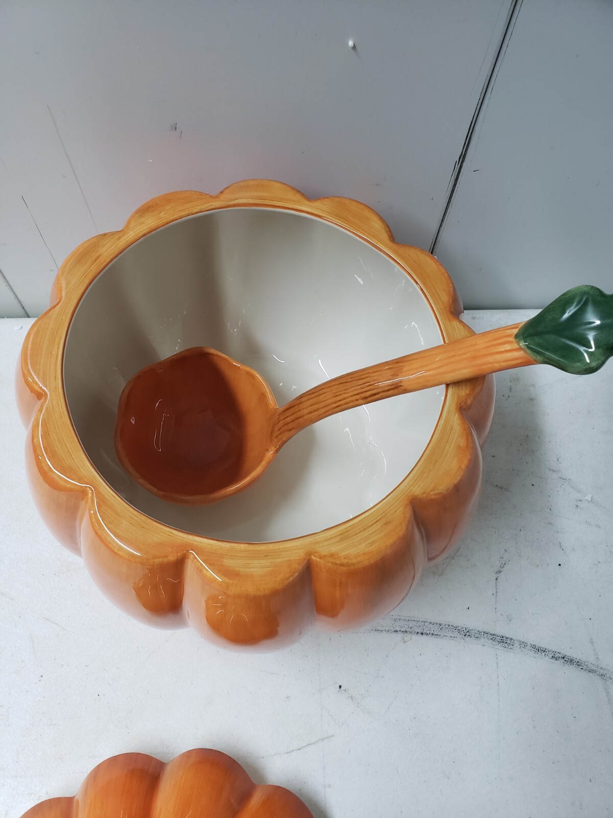 Large Pumpkin Soup Tureen Lid Ladle Valerie Cumberland Design Group NEW