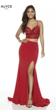 alyce paris the secret dress red two piece prom dress size 0