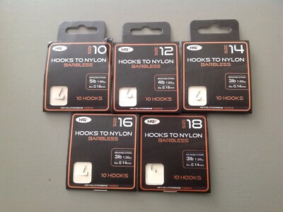 NGT RESTPOSTEN 50 HAKEN ZU NYLON GRÖSSEN 10, 12, 14, 16 & 18 5 PACKUNGEN MIT JE 10
