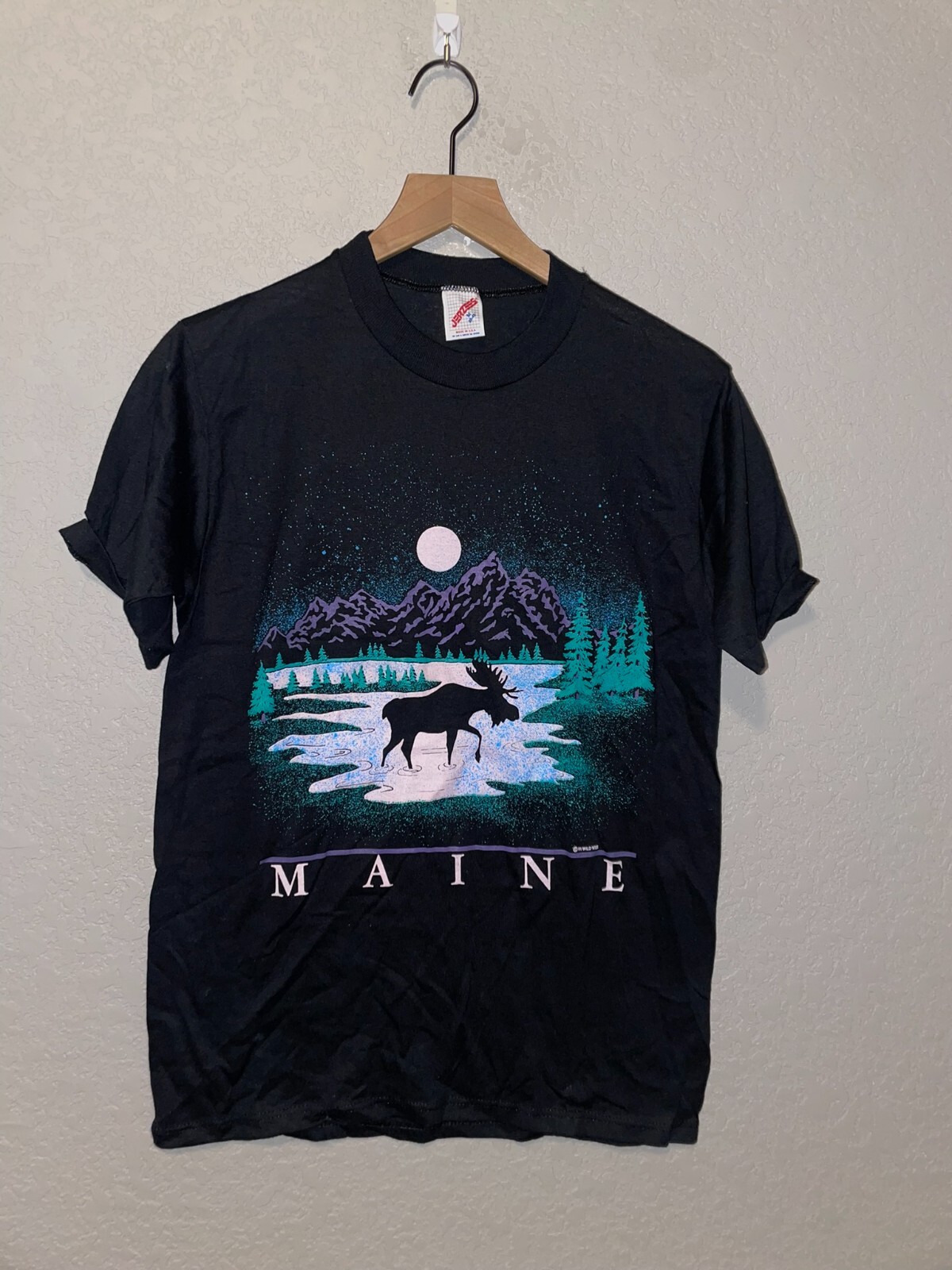 1991 Vintage Maine Moose Graphic Dollywood Test Print… Gem