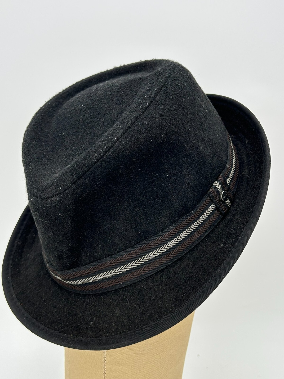 Stetson Unisex XL Black Wool Fedora Hat with Ribbon Band-image