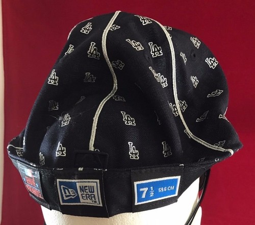 New Era 59Fifty MLB LA Dodgers Dark Blue/White LA All Over W/4 Slver Stripes Hat - Picture 9 of 11