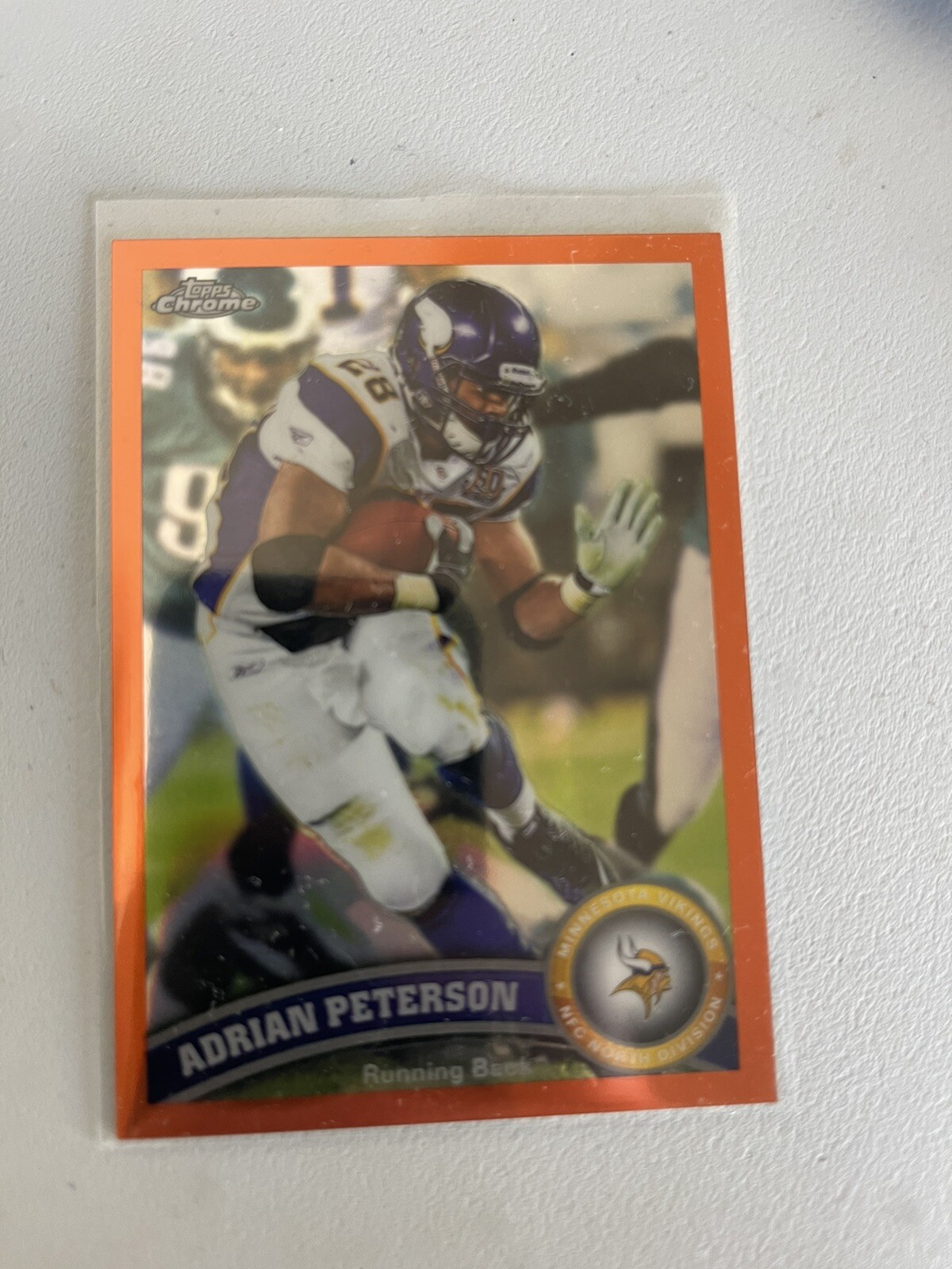 2011 Topps Chrome Orange Refractors Vikings Football Card #220 Adrian Peterson